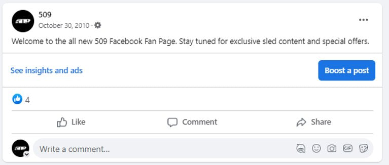 509's first Facebook Post